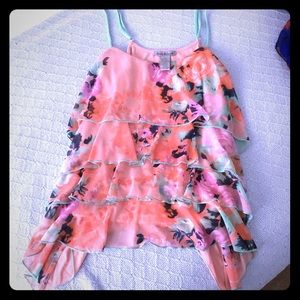 🔥Pink peach mint green floral top. Small.🔥